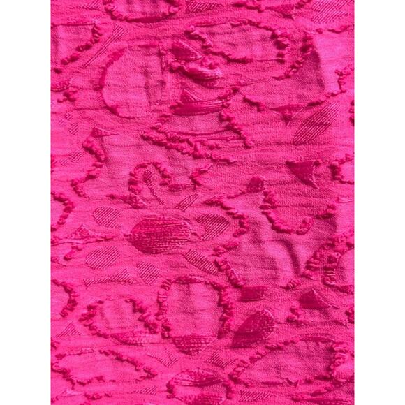 Ali Miles 1X Top Rich Pink Fancy Rayon Nylon Textured Woven 3/4 Sleeve Easy Care - Picture 3 of 5